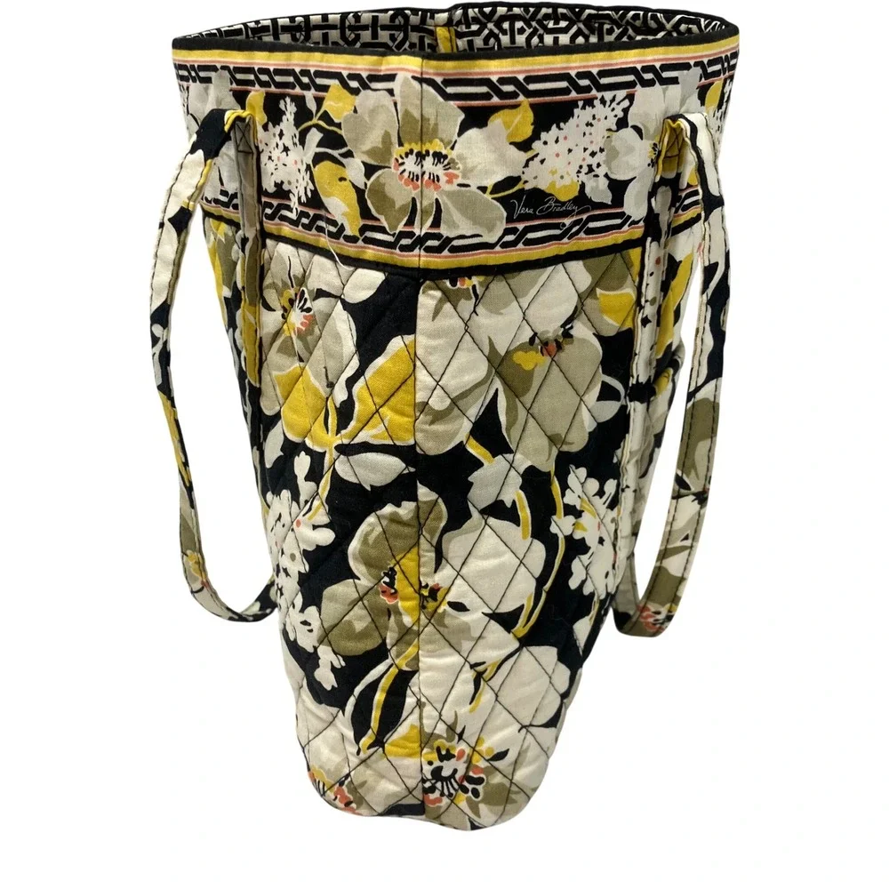 Vera Bradley Dogwood Quilted Floral Tote Bag‎ Yellow Black White Retired Bag